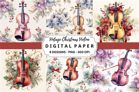 Vintage Christmas Violine Background Graphic By Pcudesigns Creative