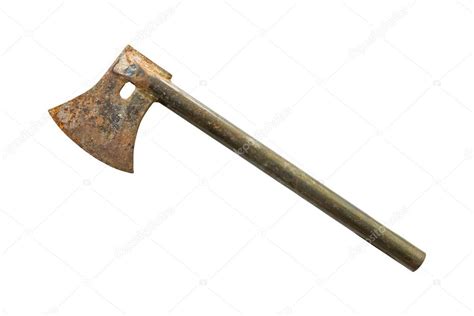 Old Rusty Axe Isolated On White Background Stock Photo