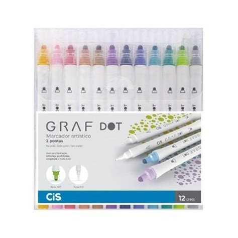 Marcador Artístico Graf Dot Kit c 12 cores Cis Shopee Brasil