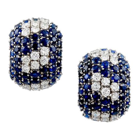 1stdibscom Jewelry And Watches Cartier Exquisite 1950s Cartier Sapphire Diamond Earrings