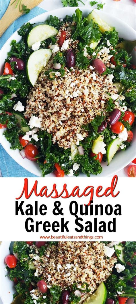 Massaged Kale And Quinoa Greek Salad Beautiful Eats And Things