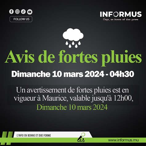 Avis De Fortes Pluies Valable Jusqu Dimanche Mars Midi