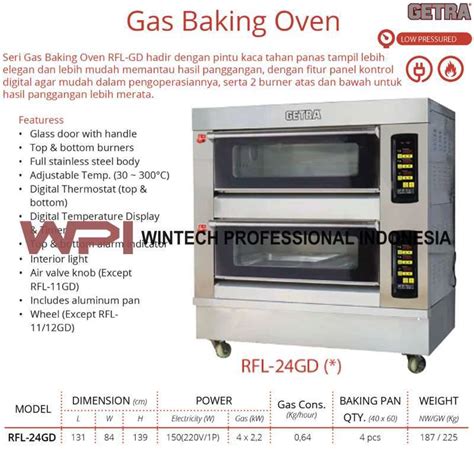 Promo Getra Rfl Gd Gas Baking Oven Oven Gas Pemanggang Roti Kaca