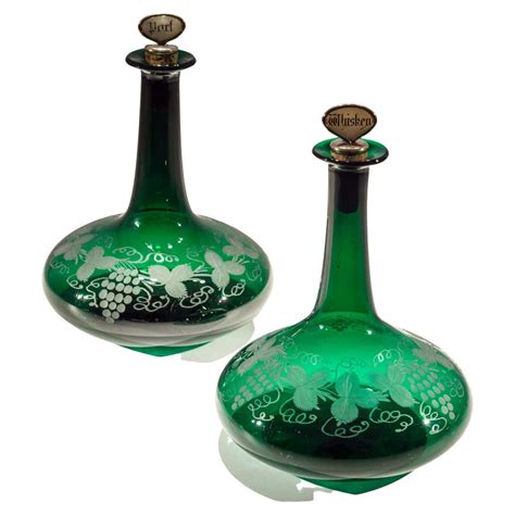 Antique Emerald Green English Bottle Decanter With Cork Stopper For Sale At 1stdibs Antique