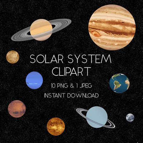 Solar System Clipart Solar System Clip Art Realistic Solar - Etsy