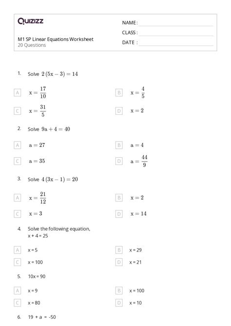 50 Linear Equations Worksheets For 3rd Grade On Quizizz Free And Printable