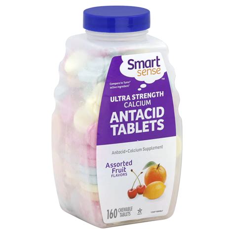 Smart Sense Antacid Tablets, Ultra Strength Calcium, Chewable, Assorted Fruit Flavors 160 ...