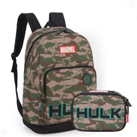 Kit Mochila Escolar Incrível Hulk Avengers Menino Estojo