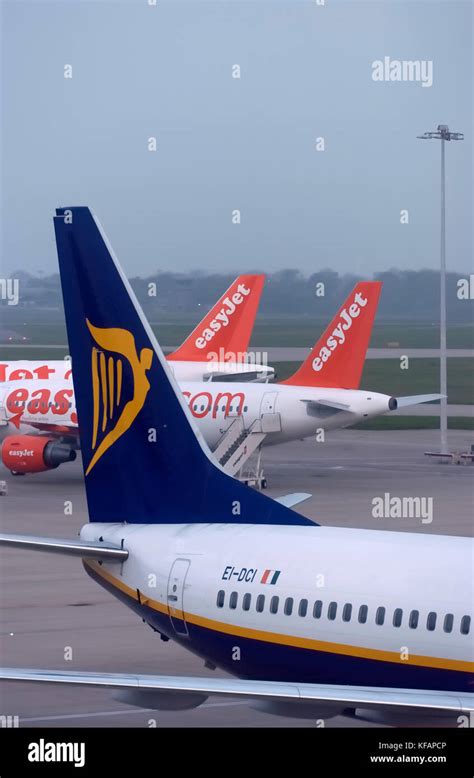 Tail Of A Ryanair Boeing With Two Easyjet Airbus A S Parked