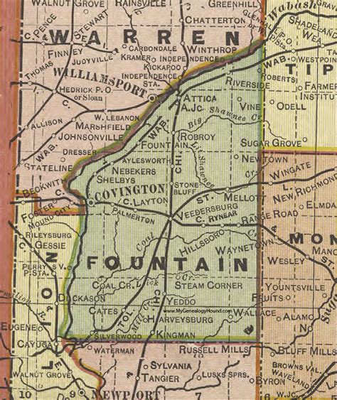 Fountain County, Indiana, 1908 Map, Covington