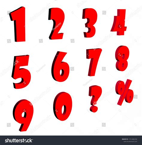 3d Red Numbers Vector Stock Vector Royalty Free 1151482232 Shutterstock