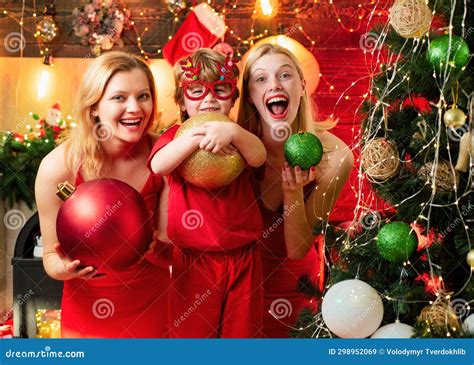 Christmas Party Women Red Dresses Festive Mood Celebrate Christmas