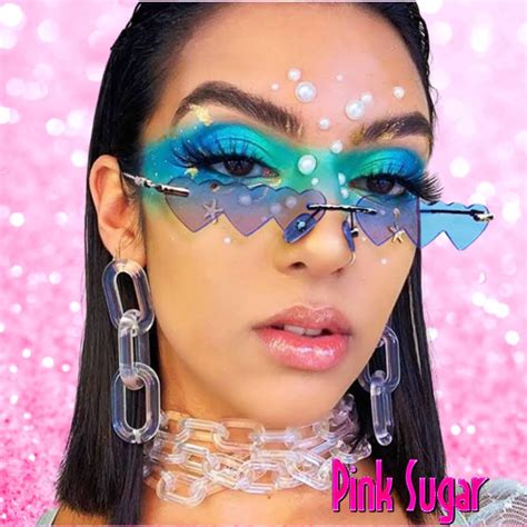Triple Threat Blue Heart Sunglasses Pink Sugar Bikini