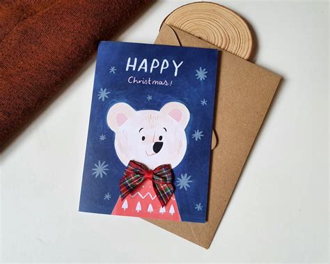 Polar Bear Christmas Card Happy Christmas Greetings Card Etsy