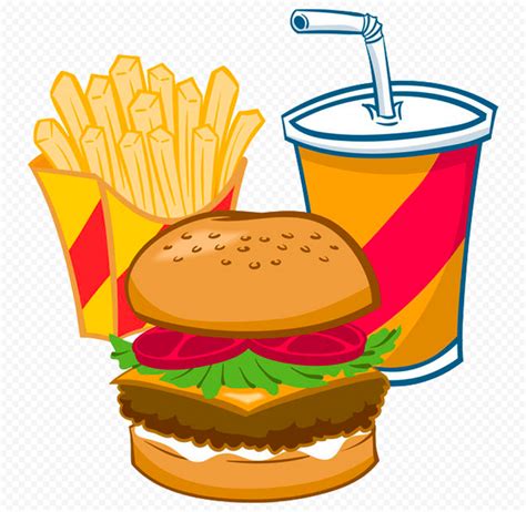 Clipart Hamburger Fries And Soda Cup Citypng