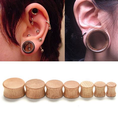 8 20mm 1x Wood Plugs And Tunnels Ear Expander Plug Natural Wooden