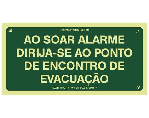 Comprar Placa Fotoluminescente Alarme Ponto De Encontro Total Placas