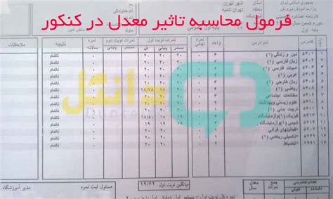 فرمول محاسبه تاثیر معدل در کنکور ۱۴۰۳ جدول محاسبه تاثیر معدل در کنکور