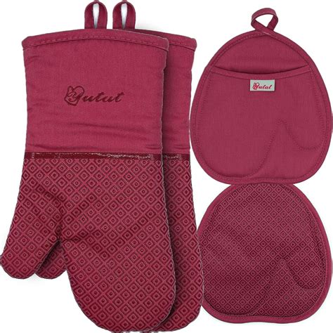 Amazon Piduules Set Of 4 Oven Mitts And Pot Holders 482 F Heat