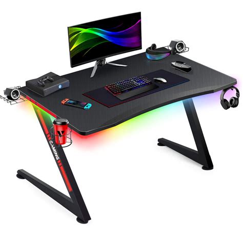 Buy GTRACINGGaming Desk With Led Strip Lights 44 Inch Ergonomic Z