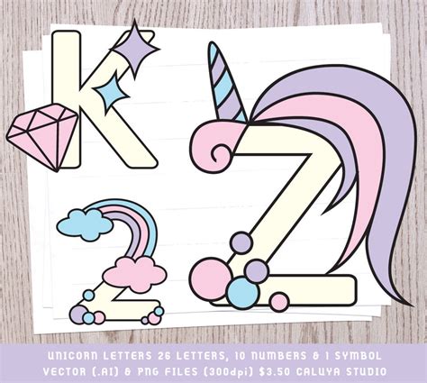 Unicorn Alphabet Unicorn Letters Unicorn Svg Unicorn Etsy