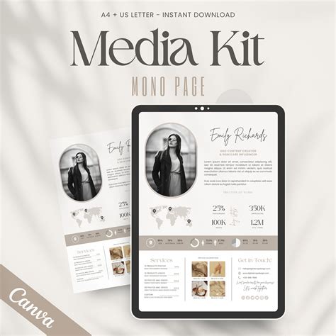 Media Kit Template Canva For Instagram Two Pages Instagram Influencer