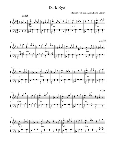 Dark Eyes Sheet Music For Piano Solo