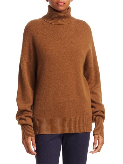 Theory Cashmere Turtleneck Sweater In Caramel Brown Lyst