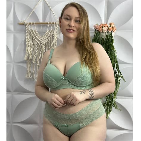 Conjunto Lingerie Plus Size Reforçado Microfibra e Renda Calcinha Hot Pants Conforto Charme