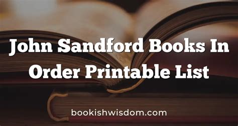 John Sandford Books In Order Printable List Bookish Wisdom