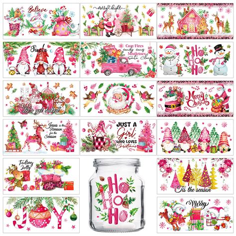 Sheet Christmas Uv Dtf Cup Wrap Transfer Stickers For Glass Xmas