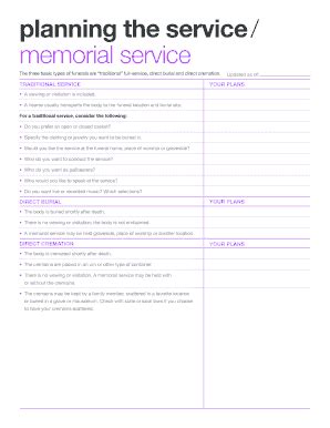 Free Funeral Planning Guide Page 2 PdfFiller