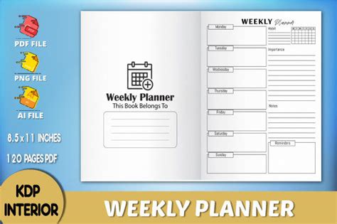 Monthly Weekly Planner KDP Interior Graphic By Saifalriaj01