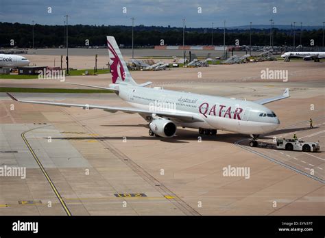 Qatar Airways Airbus A330 200 Pushes Back From Terminal 2 At Manchester