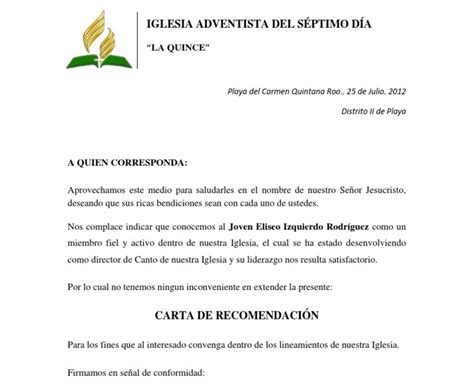 Carta De Recomendacion Iglesia Top Quotes B The Best Porn Website