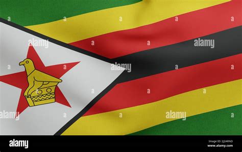 National Flag Of Zimbabwe Waving 3d Render Republic Of Zimbabwe Flag