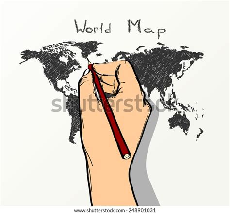 Hand Drawing World Map Sketch Vector Vector De Stock Libre De