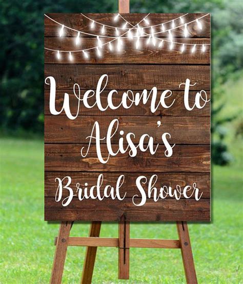 Bridal Shower Welcome Sign Printable Rustic Bridal Shower Sign String Lights Bridal Shower