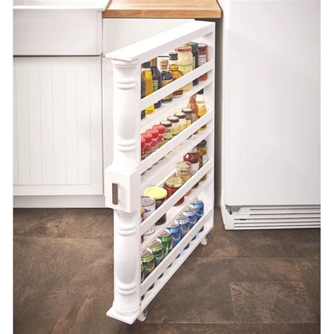 Wooden Can Organizer Spice Rack Slim Rolling Kitchen Cart Walmart