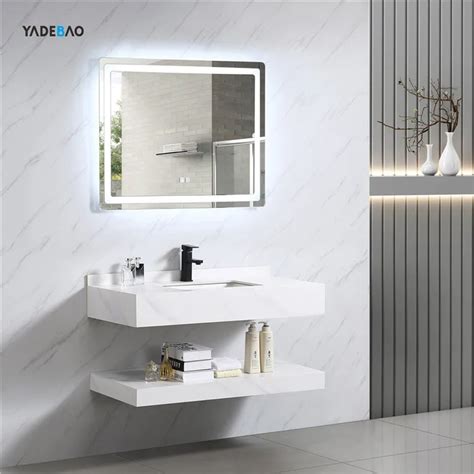 European Luxury Bathroom Furniture Marble Pattern Solid Surface Wall