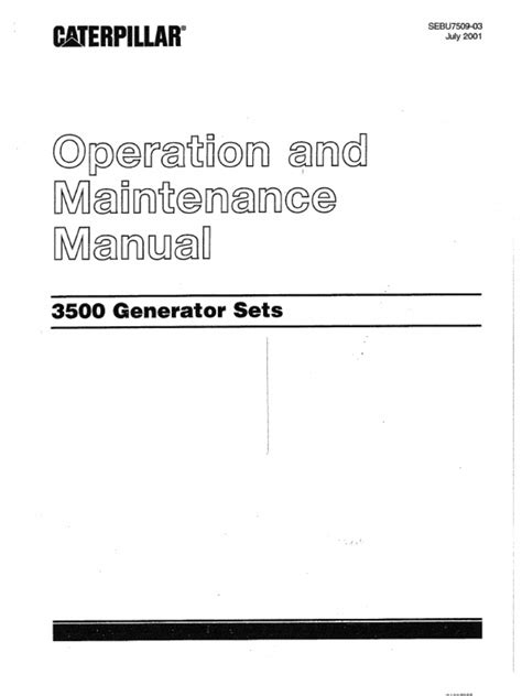 Caterpillar 3500 Generator Sets Operation and Maintenance Manual | PDF