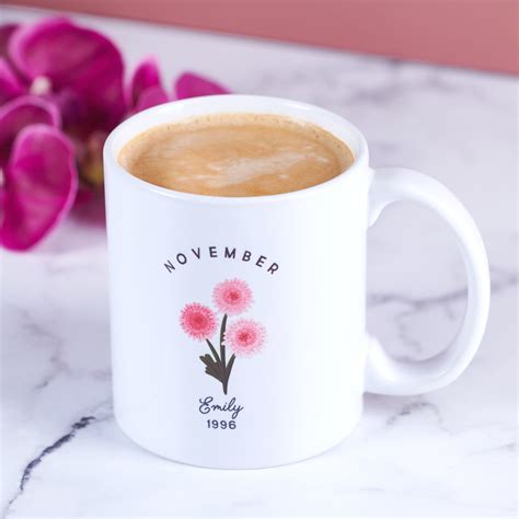 Personalised Birth Flower Mug Etsy