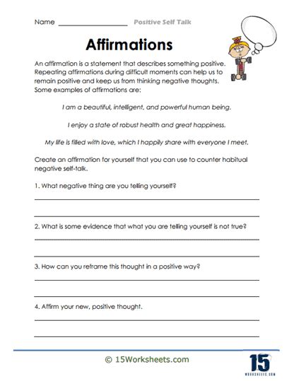 Free Positive Self Talk Worksheet Download Free Positive Self Talk