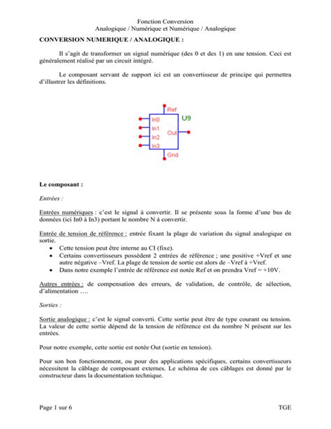 CONVERSION NUMERIQUE ANALOGIQUE