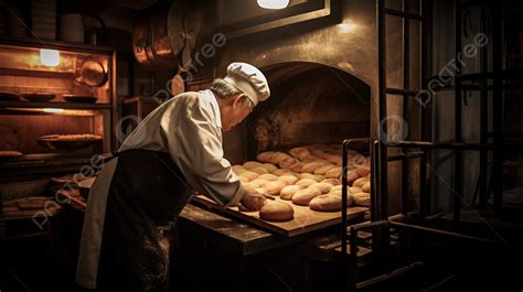 Chef Is Baking Bread In The Oven Background Bakery Oven Bread Making