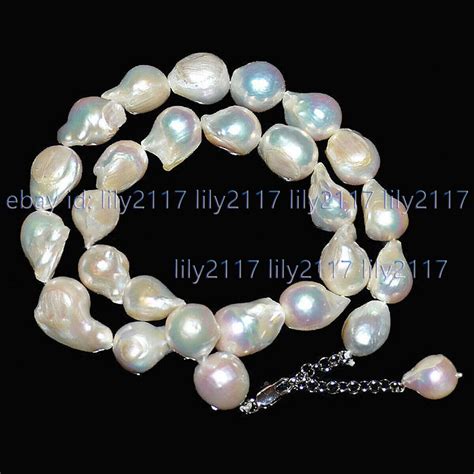 RARE HUGE 15x20MM WHITE SOUTH SEA BAROQUE KESHI AKOYA PEARL NECKLACE 18