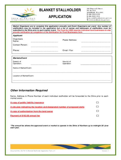 Fillable Online BLANKET STALLHOLDER APPLICATION Fax Email Print PdfFiller