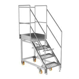 Stainless Steel Mobile Access Steps 3 Step W Platform SYSPAL UK