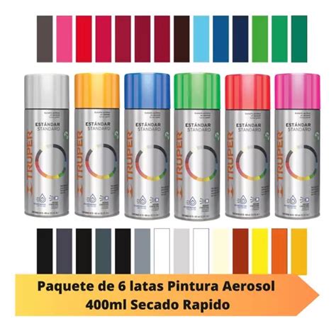 6 Latas Esmalte Pintura Aerosol 400ml Colores Secado Rapido Cuotas