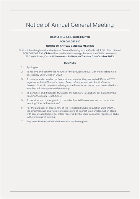 Notice Of Agm Resolutions By Chrg Syd Issuu